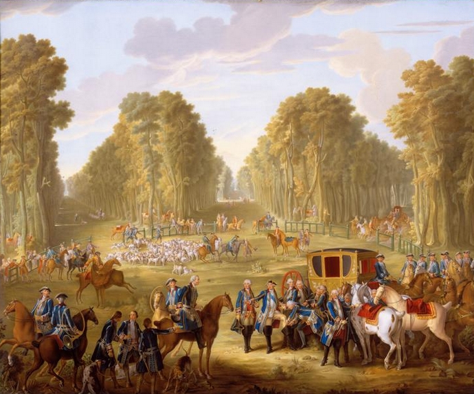 Plaque représentant les chasses de Louis XVI, d'après Oudry - 1781 © RMN-Grand Palais - Château de Versailles - Gérard Blot